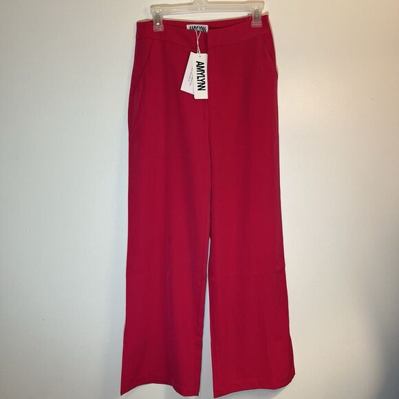 AmyLynn Alice High‎ Waist Straight Wide Leg Pant Trouser Size L Pink NEW W/Tags - Picture 2 of 9